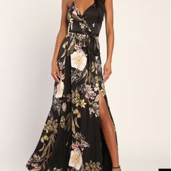LULU Floral Black Dress (summer Elegant) 
