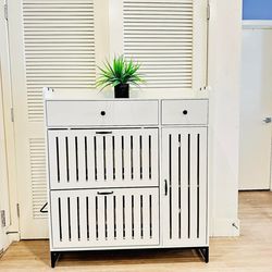 Shoe Cabinet with High Boot & Storage Drawer, Large Capacity Modern  with Shoe Rack (18-22 Pairs), White