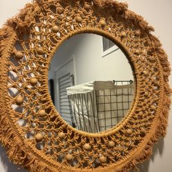 Mustard Colored Bohemian mirror 36 Inches Round 