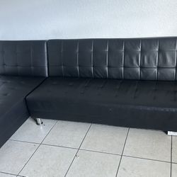 Faux Leather Right Sided L Shaped  Sofa Bed