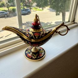 Magic Genie Lamp Wishing Trinket Box Classic Vintage Ornaments Metal Craft Gift for Home Decor 