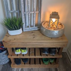 Rustic, Wood Shoe Rack Table