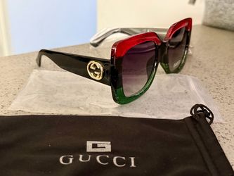New Gucci GG00836  Oversized Square Women Sunglasses Red Green Black Glitter without box