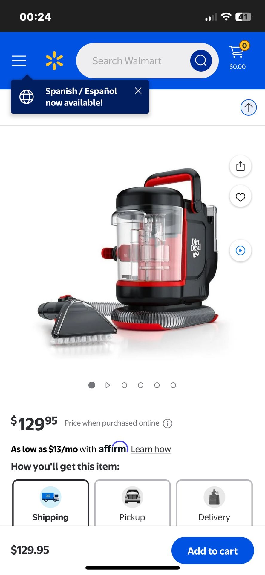 Dirt Devil Portable Carpet Cleaner 
