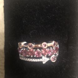 Orissa Rose Garnet Hearts And Arrow Band Ring