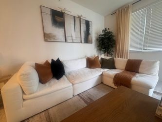 Sofa white fabric sectional