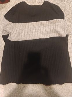 Black and Gray Colorblock Ribbed Sweater