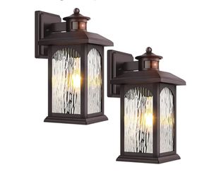 2 Packs Motion Sensor Outdoor Sconce - Advanced Dusk to Dawn Outdoor Lighting, Retro Motion Sensor Porch Light Fixtures, Black Waterproof Exterior Lan