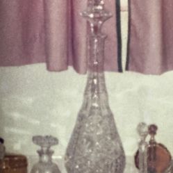 Tall Vintage Crystal Decanter 
