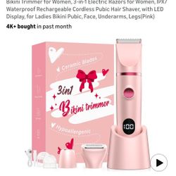 Bikini Trimmer for Women, 3-in-1 Electric Razors for Women, IPX7 Waterproof Rechargeable Cordless Pubic Hair Shaver, with LED Display, for Ladies Biki