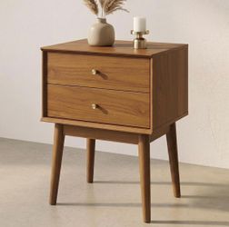 New Midcentury Modern 2 Drawer Nightstand – Warm Acorn