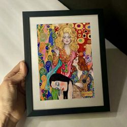Framed Klimt-inspired Dolly Parton Framed Art Print 7x9