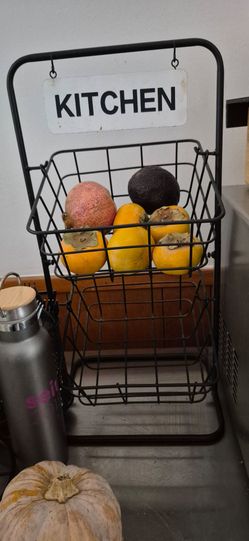 The nifty nook farm house metal counter top fruit storage basket