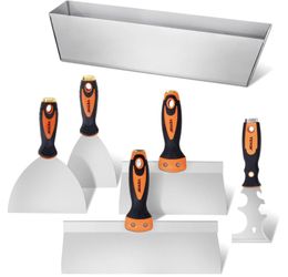 VEVOR Drywall Knife Set, 6 PCS Drywall Tools Includes 3" Painter Scraper, Two Putty Knives, Two Taping Knives and 12" Mud Pan, Stainless Steel Spackle