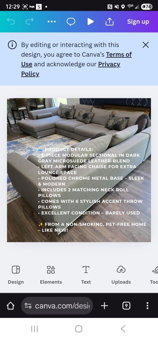 Modern 5 Piece Sectional