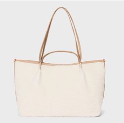 Universal Thread Craft Tote Handbag with Double handles and Shoulder Straps -Tan