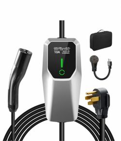 Level 1&2 Portable EV Charger 32 Amp 110V-240V, 20FT Cables, NEMA 14-50 Plug 5-15 Adapter, Tesla Model 3 Y X S Cybertruck