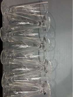 Vintage Set of 8 Etched Wheat Glass Pilsner Glasses