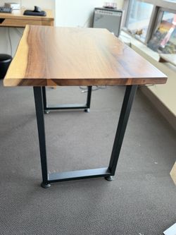 Desk, Solid Walnut, Metal Legs, Excellent Condition