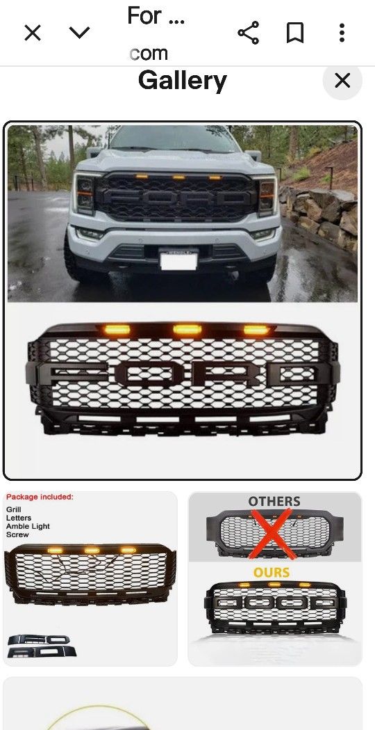 For 2021-2023 FORD F150 Grille Raptor style Front Bumper Grill W/LED Matte Black