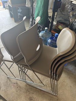 Stackable Plastic Chairs with Chrome Legs
