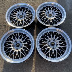 Work Wheels Rims Vs Style Black Silver Wheels Rims 18in 8.5J +35 (5X120)