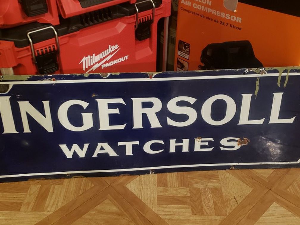 Vintage Original Ingersoll watches porcelain sign