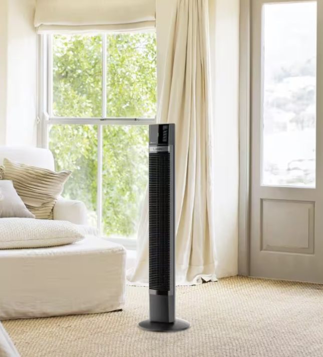 48 in. 4 Speeds Xtra Air Tower Fan in Black with Carry Handle, Oscillating, Nighttime Setting, Timer lasko fan tower t48310