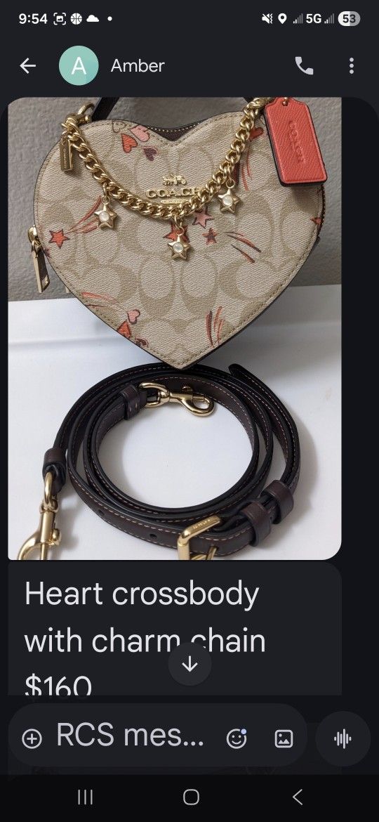 Coach Heart Crossbody With Charm Chain