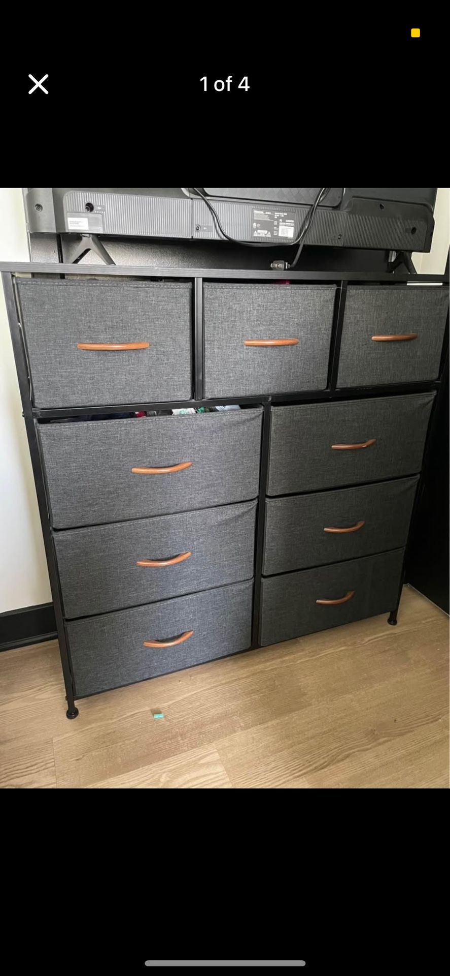 Dark Grey 9 Drawer Dresser - Wooden Top Closet Dresser
