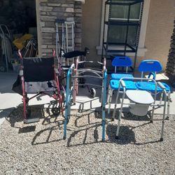 Foldable Walkers $18-$25, Pairs Of Crutches $20, Wheel Chair Or Shower Transfer Chairs $30 Each And Portable Toilet $25 See All Photos 