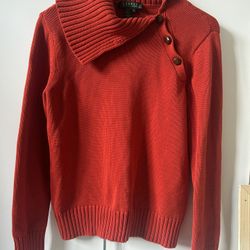 Lauren Ralph Lauren 100% cotton knit red sweater size M