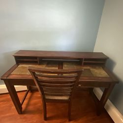 Brown Wood  Office Desk With a Chair Included
