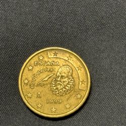Rare 1999 Spain 10 Cent Brass Coin