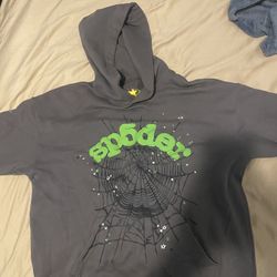 Sp5der Wait Web Hoodie 'Slate Grey' Size Large