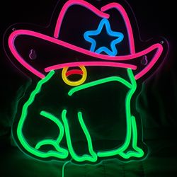 Cowboy Frog Neon Light Night