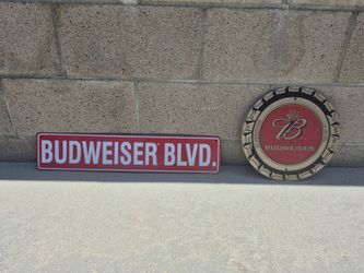 2 Budweiser Metal Signs
