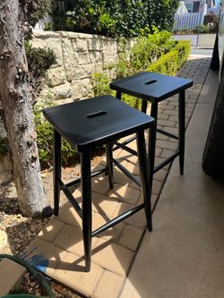 Solid Wood Black Stools (2)