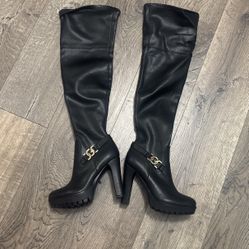 Guess Leather Tall Boots Black Size 8