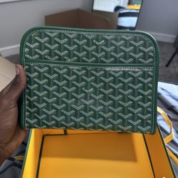 Green Goyardine Toiletry Bag