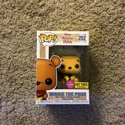 DISNEY WINNIE THE POOH FLOCKED FUNKO POP. HOT TOPIC EXCLUSIVE. 