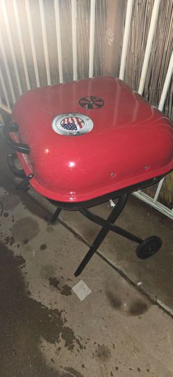 Red Charcoal Grill with Stand
