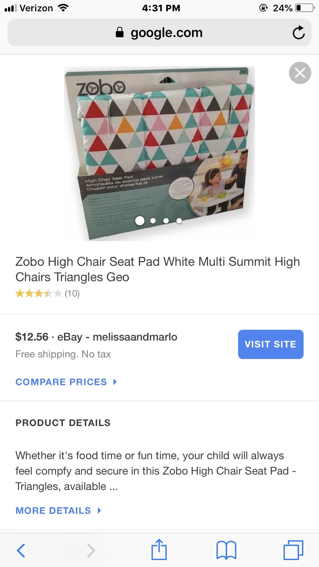 Zobo high chair cheap seat pad