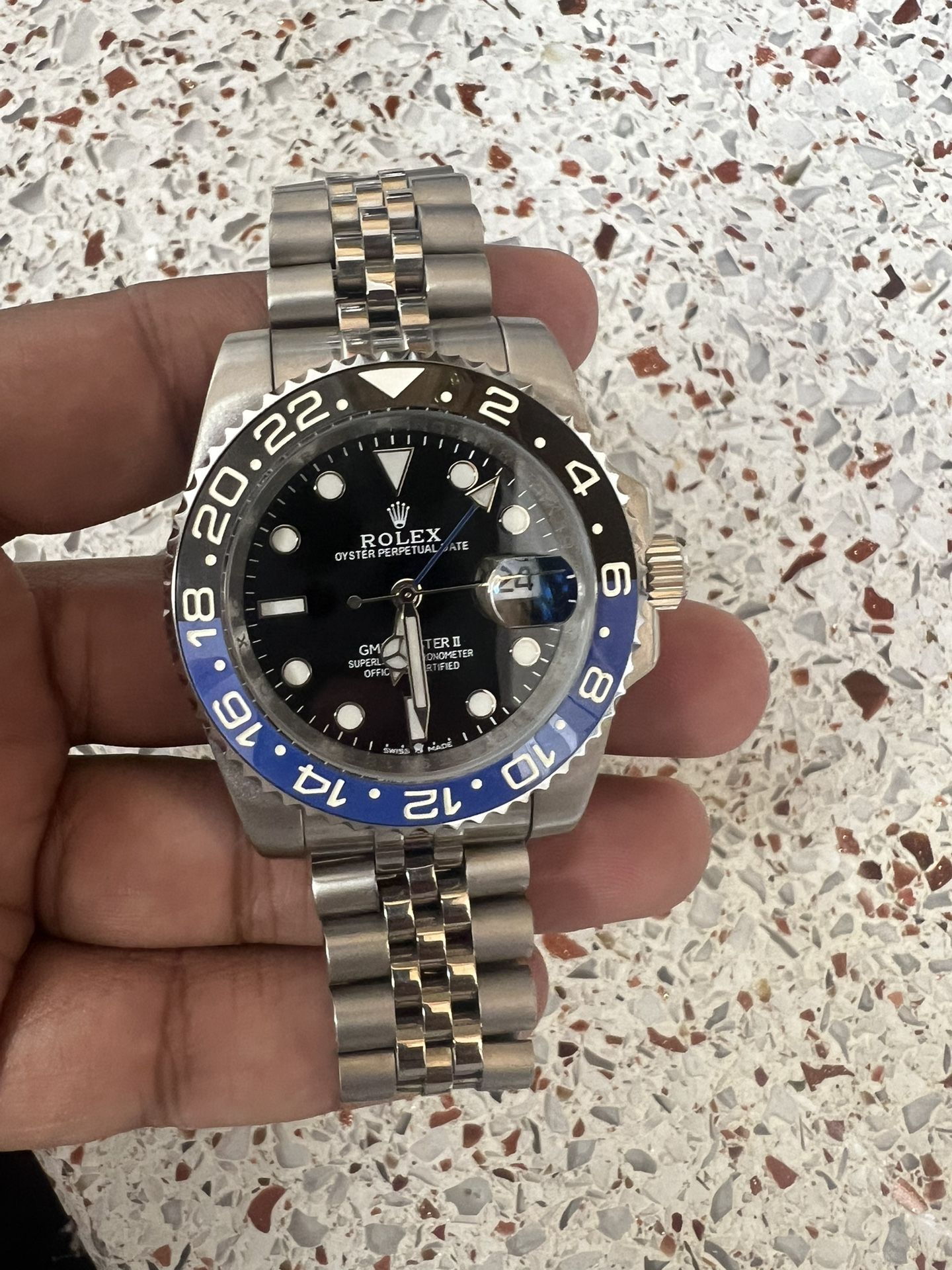 GMT 2 Black & Blue Bat man Watch