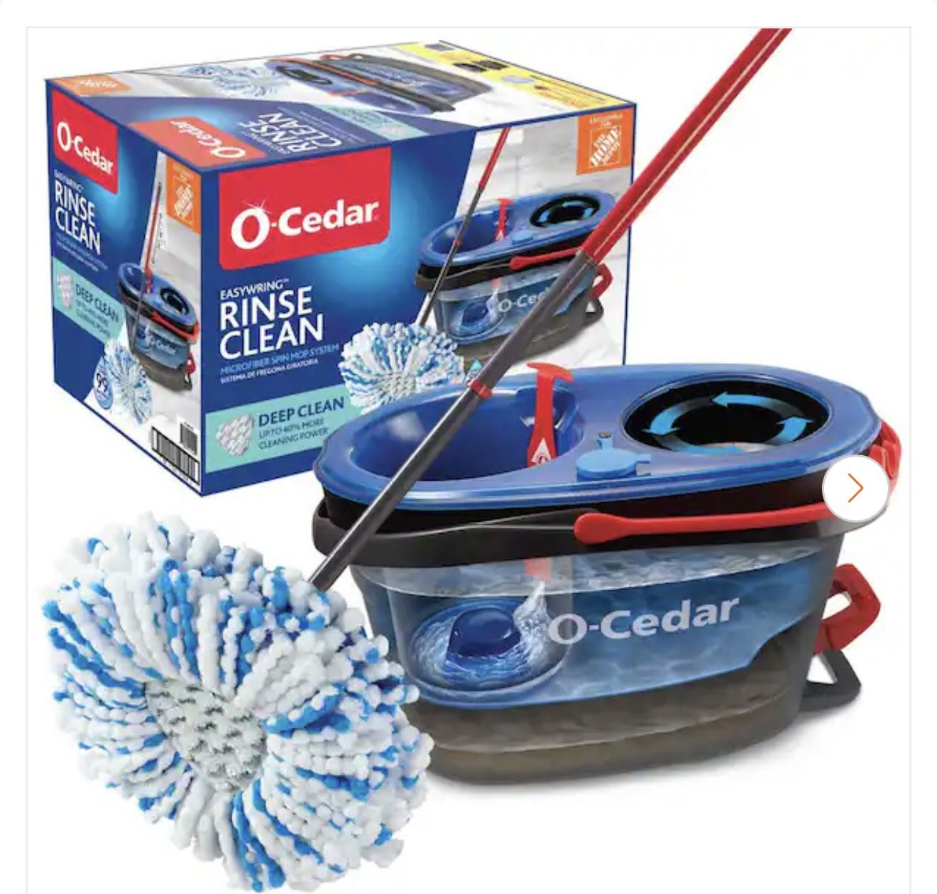 O-Cedar RinseClean Deep Clean Microfiber Spin Mop, Clean with Clean Water (The Home Depot Exclusive)