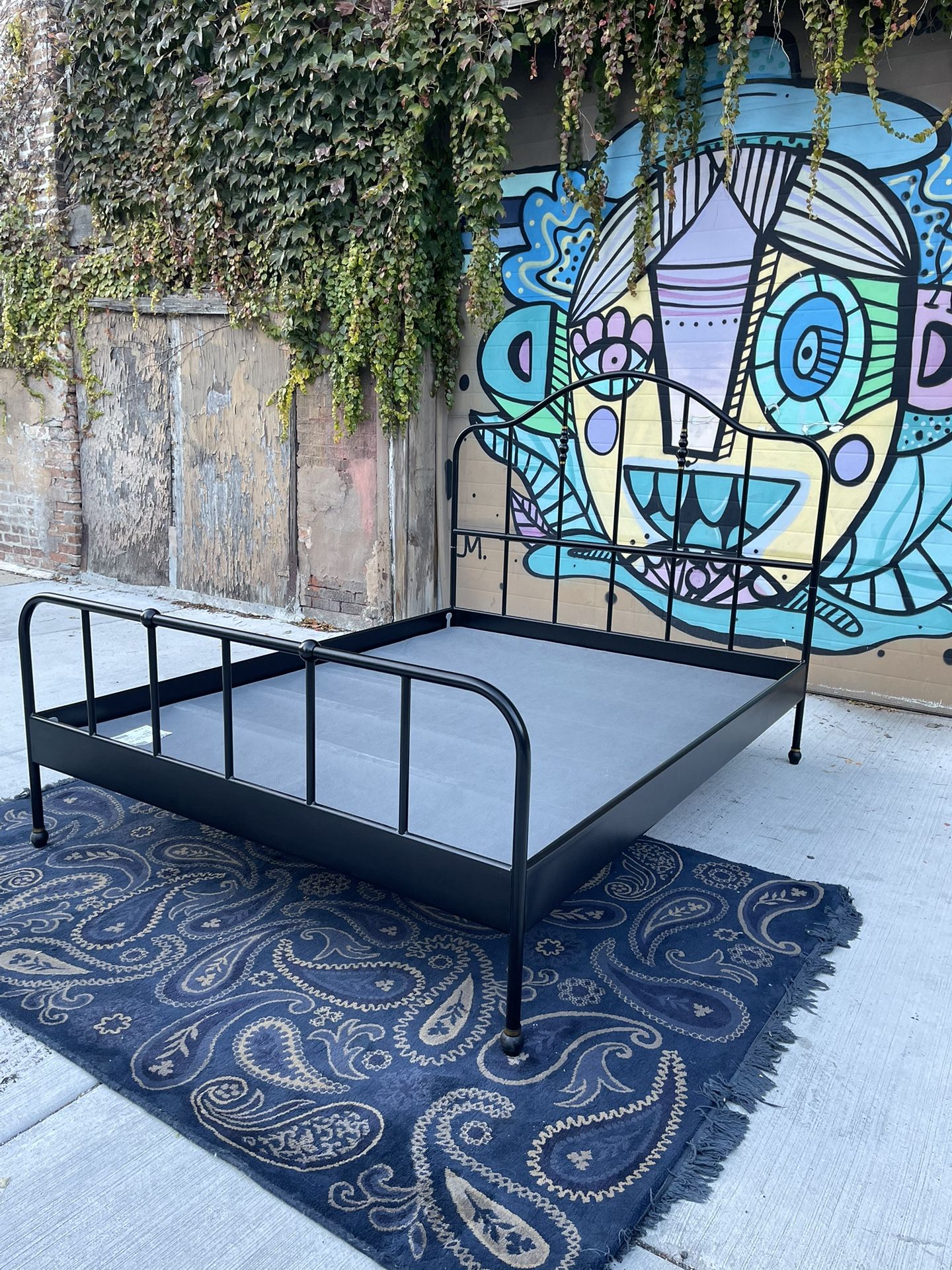 Black ikea Queen Size Metal Bed Frame(Delivery Available)