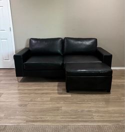 Black Faux Leather Sectional Couch