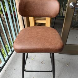 Outdoor/indoor Brown Leather Bar Chairs X2
