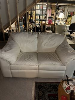 Off White Reclining Leather Loveseat