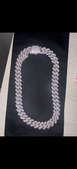 .950 Sterling Silver 24" inch Cuban Link Iced Out Chain / Necklace 434 Grams